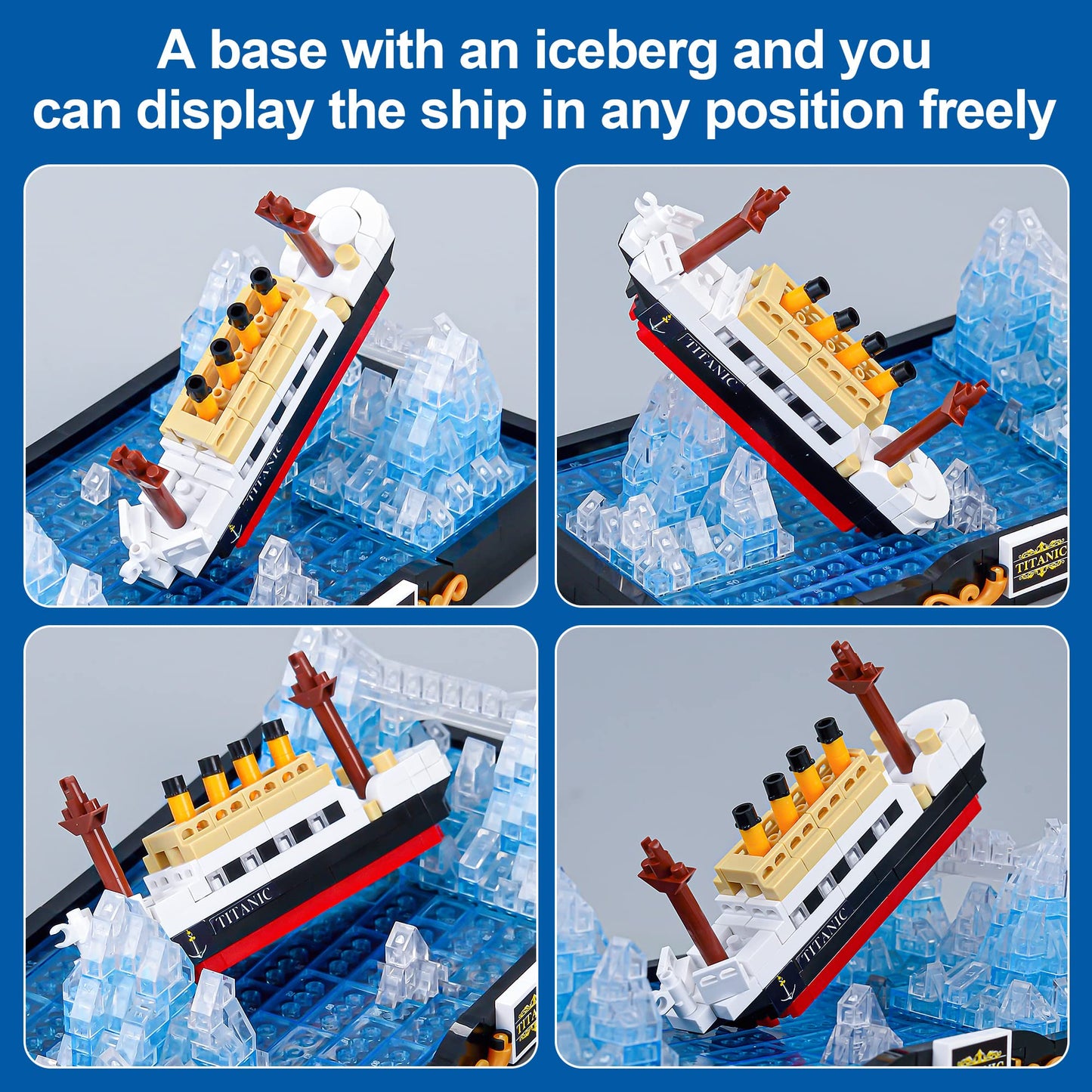 Vziimo Titanic Ship In A Bottle Micro Mini Building Set, Titanic Toys Model Collectible Display Sets, Building Kits For Adults Kids Teens Age 14+ Gift (1102 Pcs)