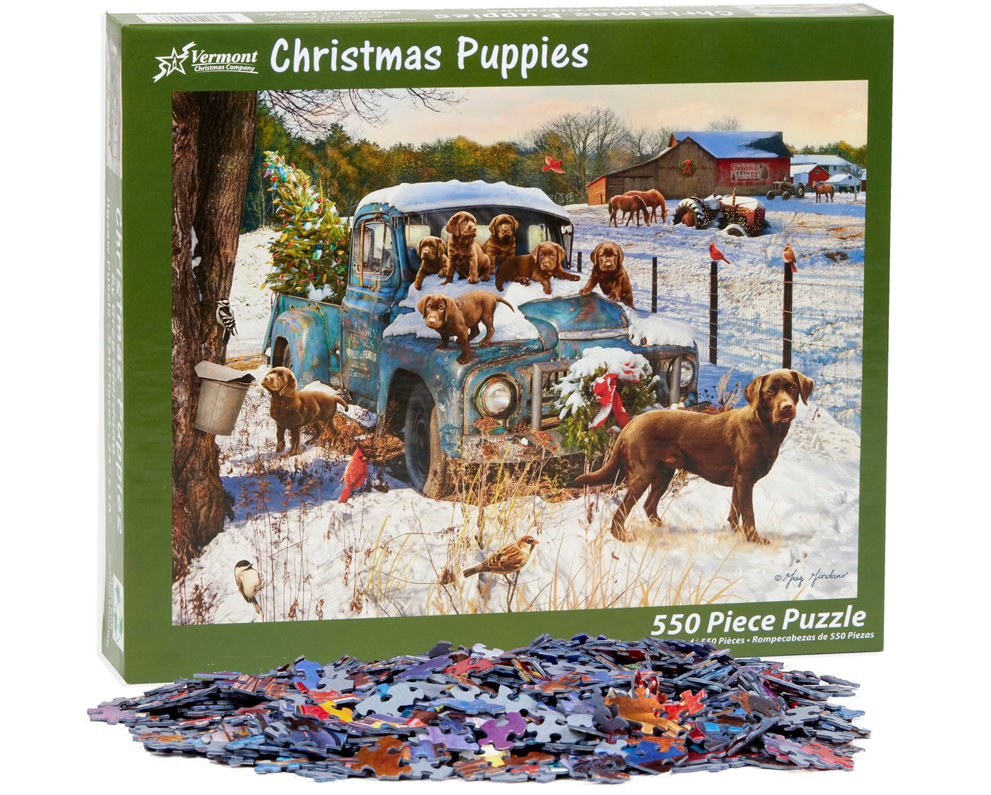 Christmas Puppies Jigsaw Puzzle 550 Piece By Vermont Christmas Company