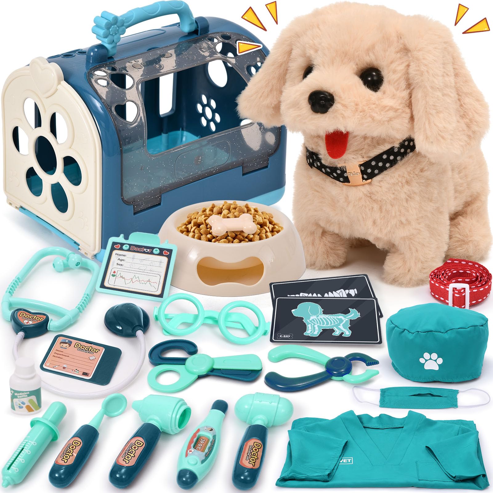 G.C 22Pcs Dog Vet Kit - Interactive Stuffed Toys for Kids, Green, Mode Toytooth G.C 22Pcs Dog Vet Kit - Interactive Stuffed Toys for Kids, Green, Mode Toytooth