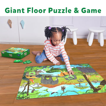 Skillmatics Floor Puzzle & Game - Piece & Play Wild Animals, Jigsaw & Toddler Puzzles, Educational Toy, Gifts For Boys & Girls Ages 3, 4, 5, 6, 7 (48 Pieces, 2 X 3 Feet)