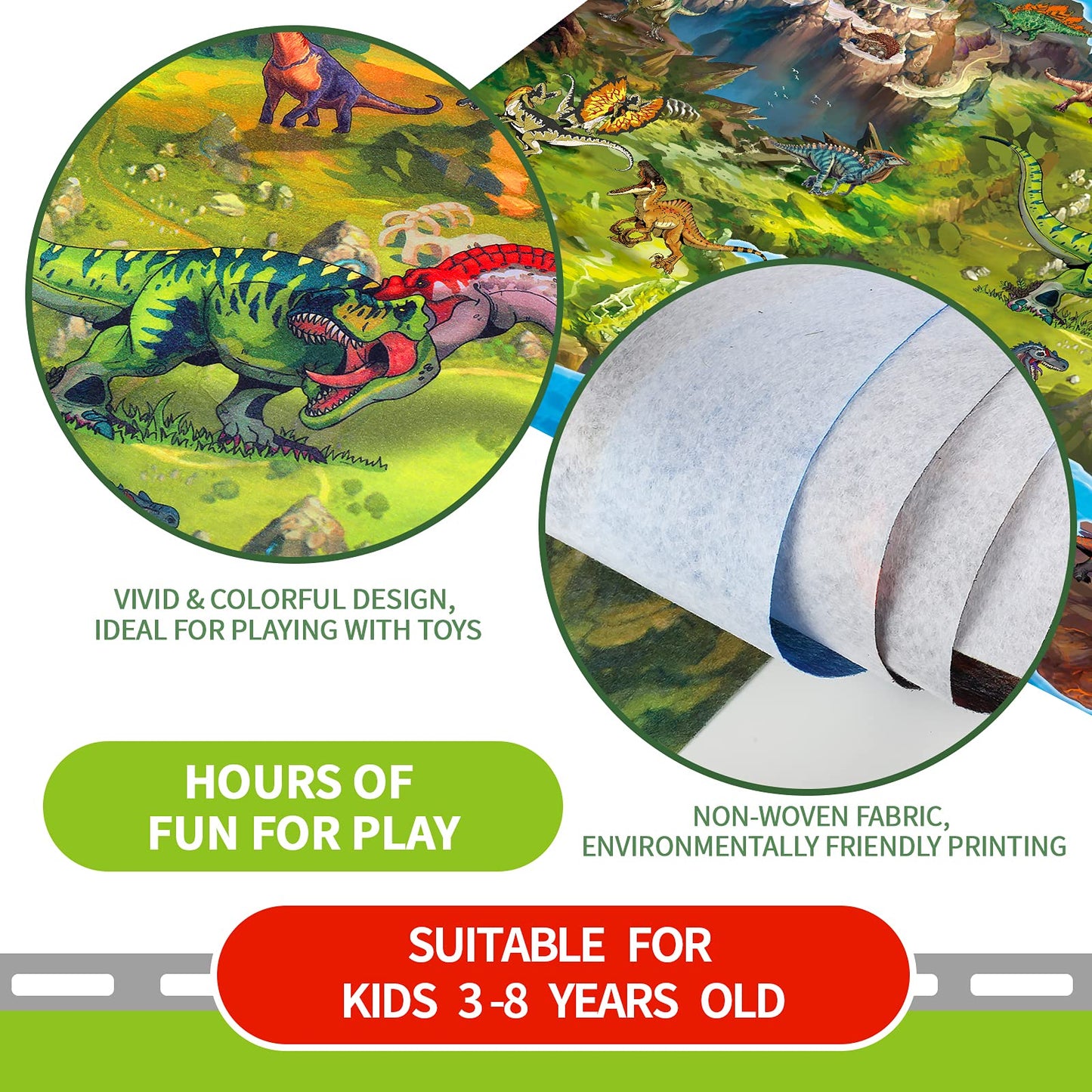 Oriate Kids Toy Dream Mat Monster Truck Activity Playmat, Multi Color Parent-Child Interaction Game Rug, Ideal Children'S Educational Floor Mats For Monster Cars Construction Truck Toys 552-M