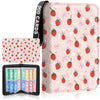 enhanced 4 Pocket Trading Card Binder Holder 400 Cards with 50 Removable Sleeves | PU Leather Zipper Album Book for Sports Cards Game | Card Storage & Organization for Girls Collector Strawberry Pink