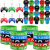 Aoriher 60 Pieces Video Game Party Favors Gifts Set Includes 20 Video Game Bracelets Wristbands 24 Stampers and 16 Handle Keycha