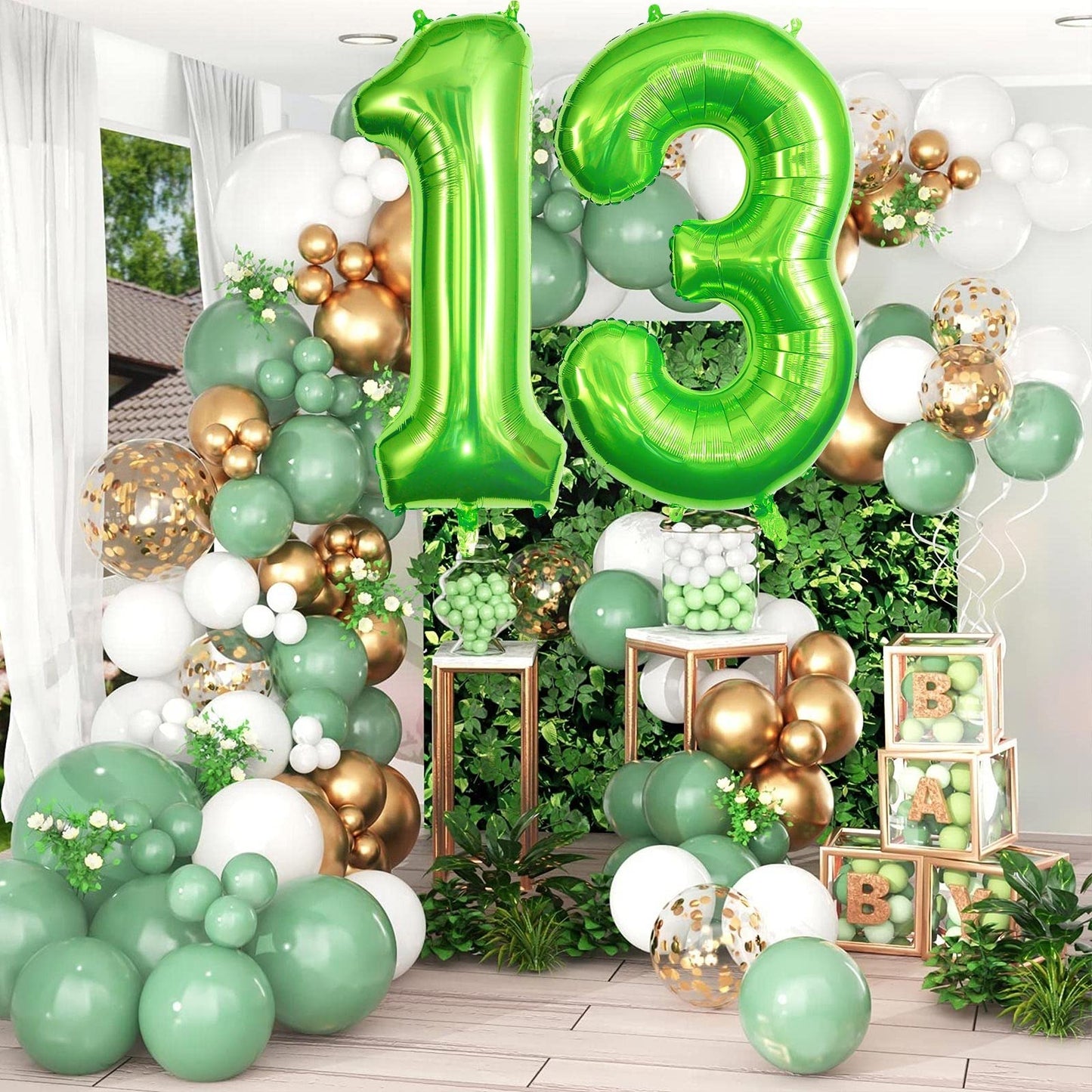 Green 13 Balloon Numbers, Large 13 Or 31 Foil Balloons, Big Number Balloons 40 Inch For 13Th / 31St Birthday Party And Anniversa