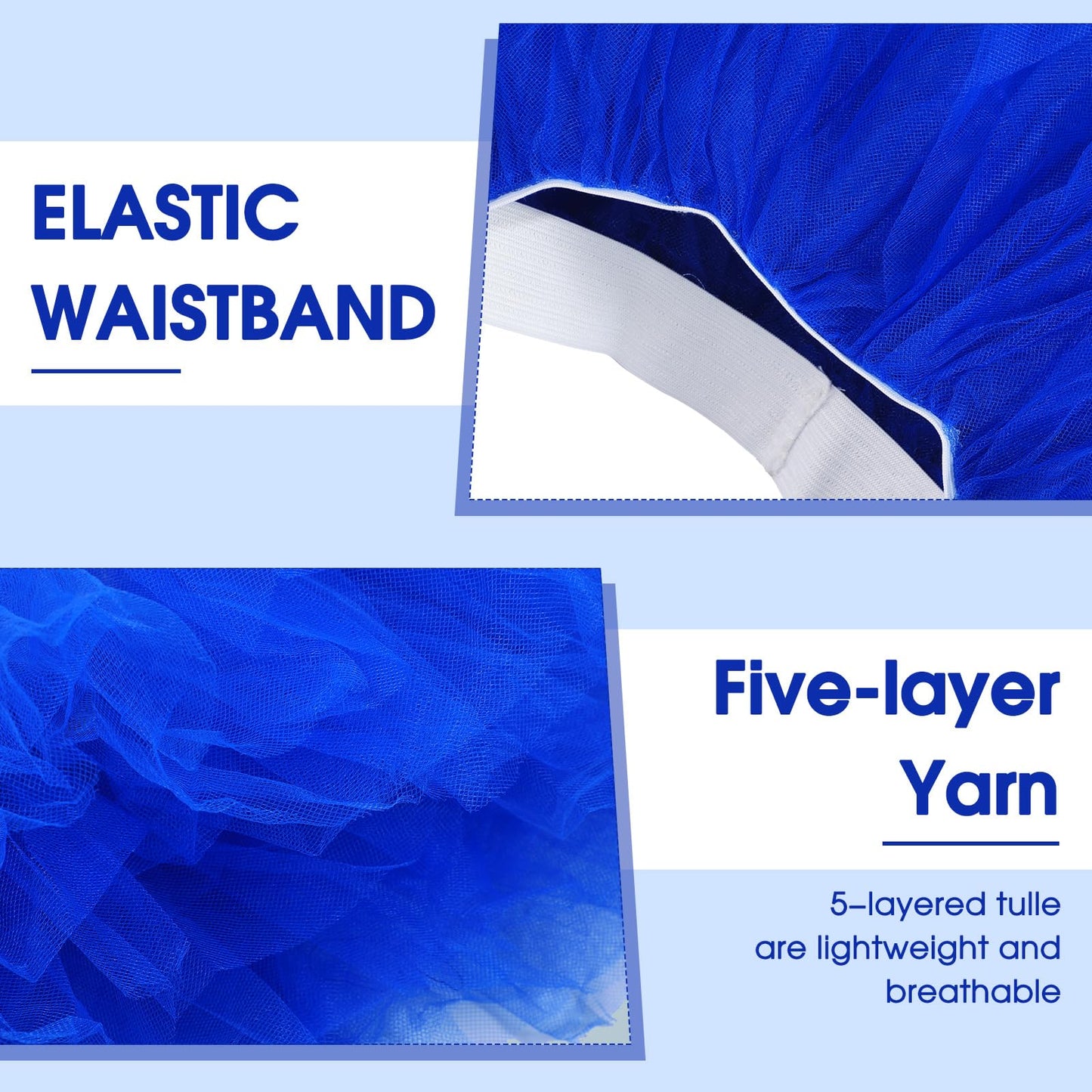 5 Layered Tutu Skirt For Kids Tulle Tutu Skirt With Tube Socks Princess Runners Costumes Cosplay For Girls Kids (Dark Blue)
