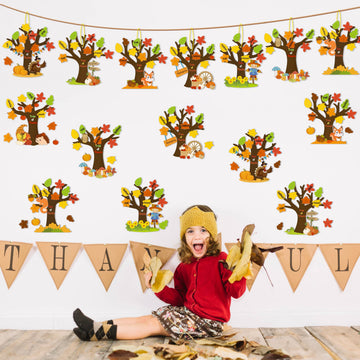 80UncleKimby 32 Pack Thanksgiving Crafts for Kids Tree of Thanks Make Your Own Thanksgiving Tree Hanging Ornament Fall Activity