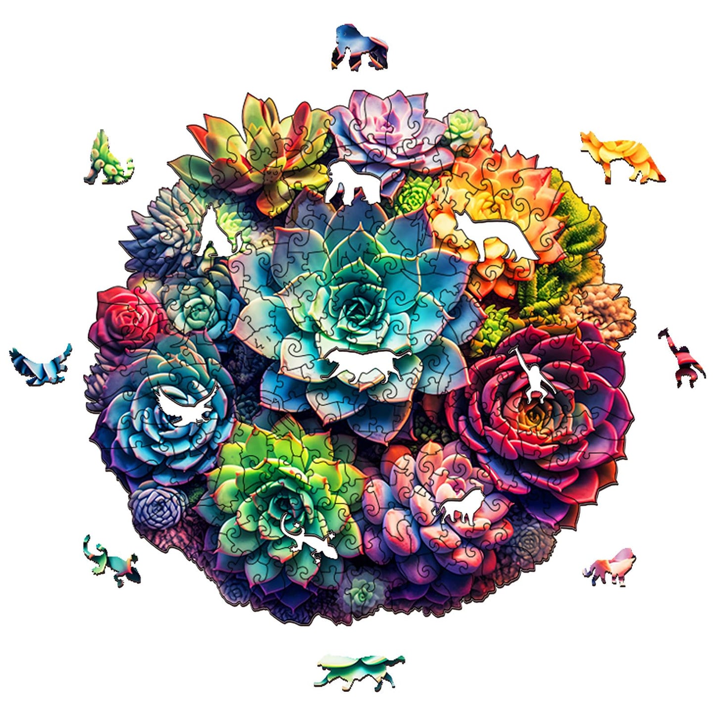 Foyucool Wooden Puzzles For Adults, Unique Puzzles For Adults, Irregular Plant Shaped Wooden Jigsaw Puzzles, Creative Birthday G