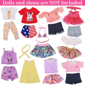 K.T. Fancy 10 Sets American 18 Inch Doll Clothes And Accessories Include Doll Clothing Dress Fit For 18 Inch Dolls ( No Doll )