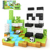 Toylogy Magnetic Blocks - Panda Edition, Plastic Building Tiles for Ages 3-8, Green STEM Learning Toys