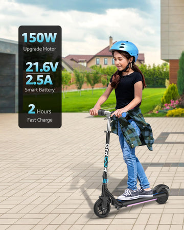 Gyroor Electric Scooter For Kids, E-Throttle 150W Motor Led Display, H30Max-Blue