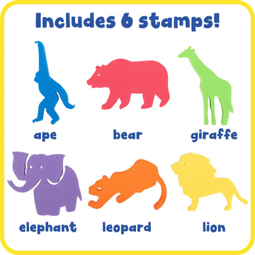 READY 2 LEARN Giant Stampers - Wild Animals - Set of 6 - Easy to Hold Foam Stamps for Kids - Arts and Crafts Stamps for Displays
