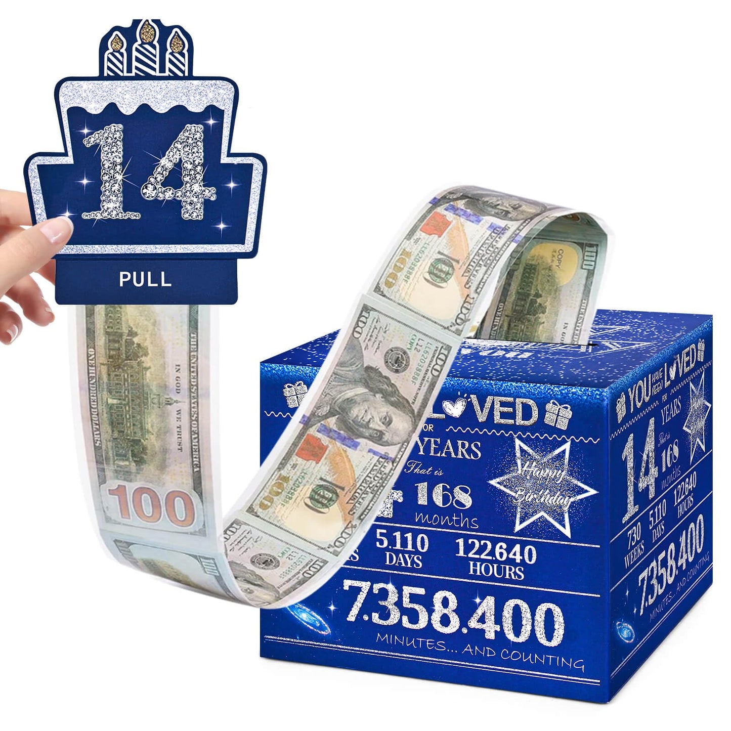 Toyeishi 14 Happy Birthday Money Box For Cash Gift, 14Th Birthday Decorations For Boys And Girls, Gifts For 14 Year Old Boy, Boy