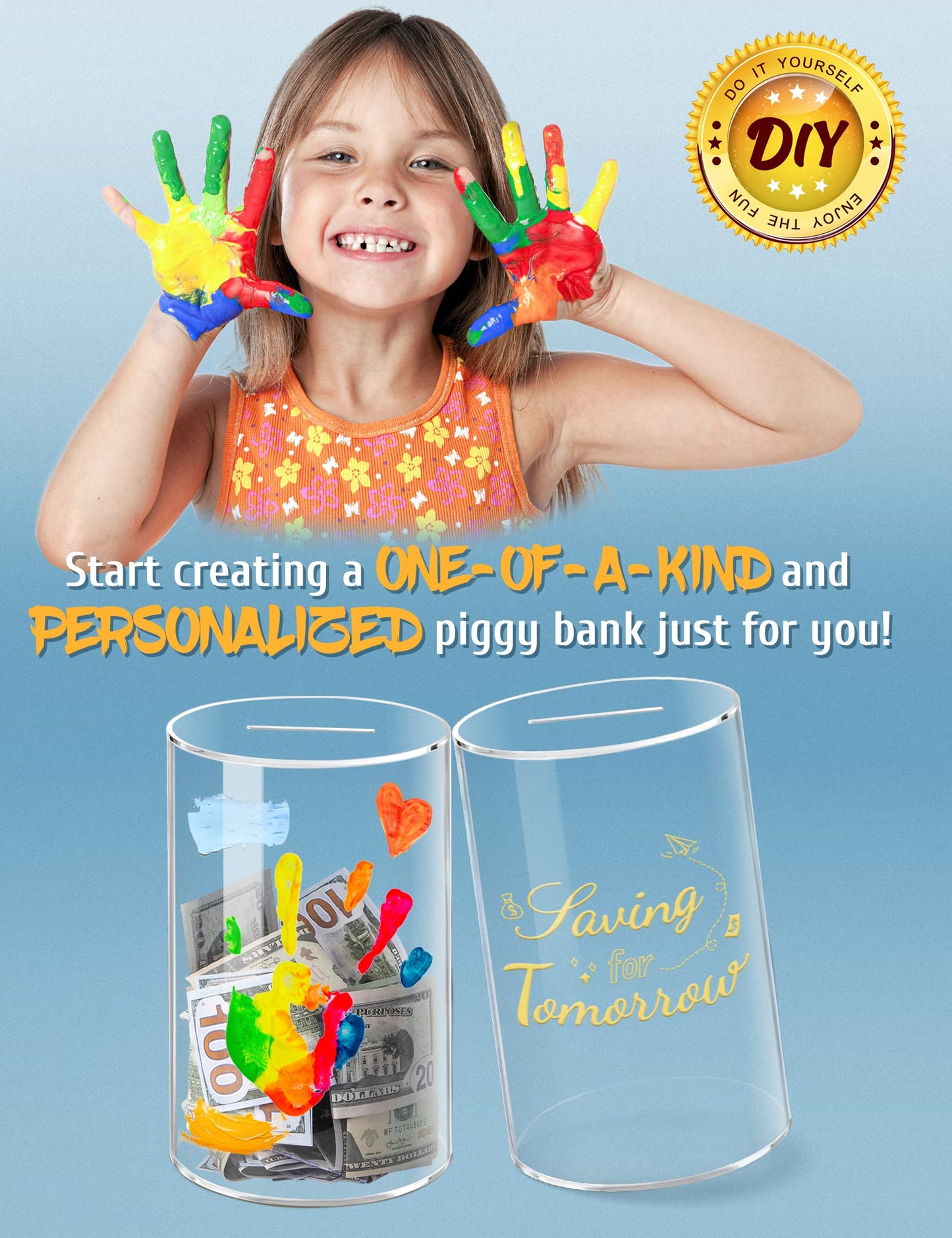 Kypeeka Clear Piggy Bank For Adults Kids, Break To Open Piggy Bank For Adults, Large Clear Acrylic Piggy Bank Unopenable Money S