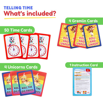 The Fidget Game Telling Time Flash Cards, Learn To Read Analog Clocks - Educational Learning Toy & Interactive Teaching Tools For Children To Practice, Toddler Activities For 5+ Years