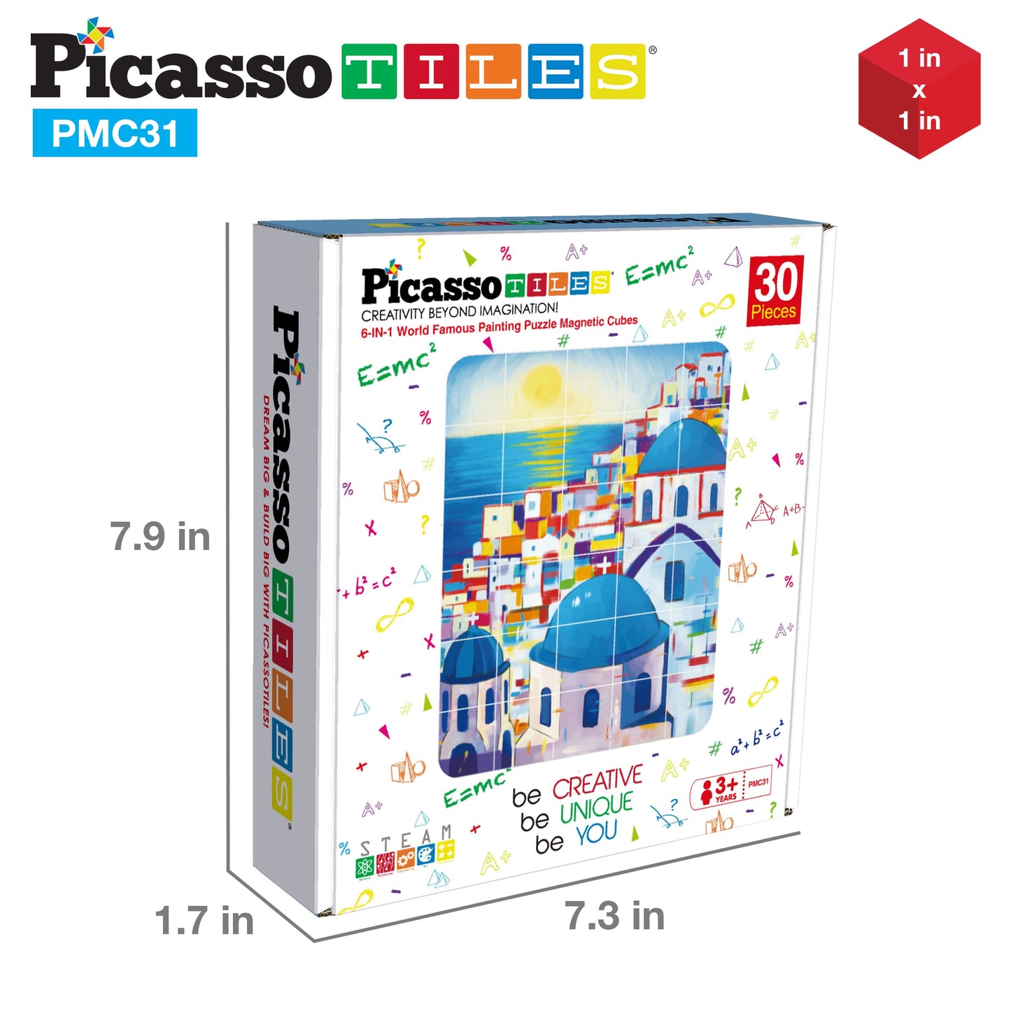 Picassotiles 6-In-1 World Famous Painting Puzzles Magnetic Cubes Toy_Building_Block, Spain Park Guell, Paris Eiffel Tower, Greec