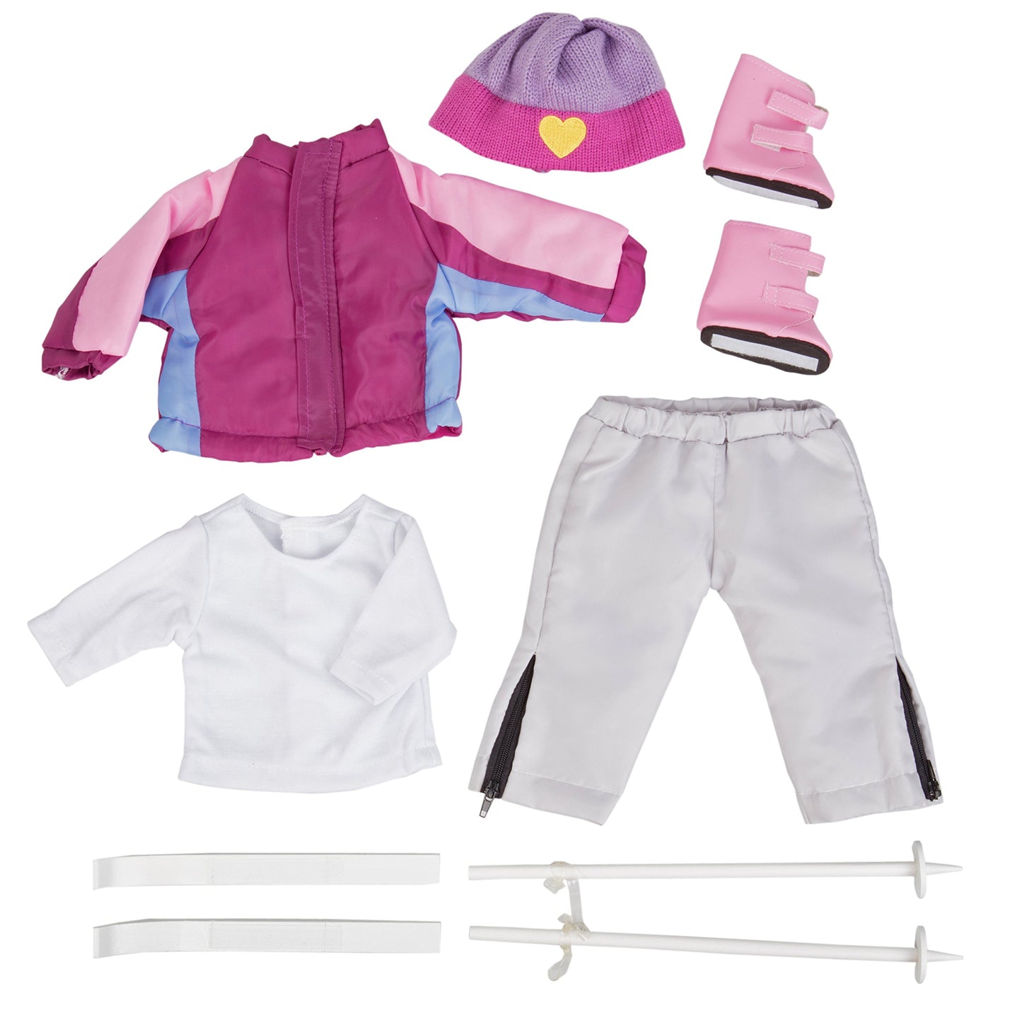 Skiing Winter Doll Outfit For American 18'' Girl Dolls - 7 Piece Premium Handmade Clothes Set Costume