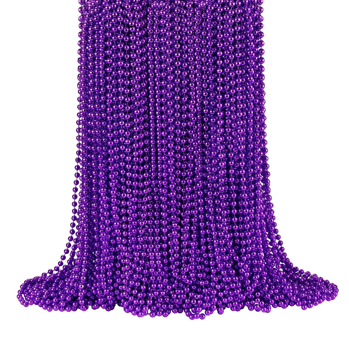 Shaoqinlin 144 Pcs Purple Mardi Gras Beads, 33'' 7 Mm Metallic Purple Bead Necklaces Halloween Beaded Necklaces Purple Party Bea