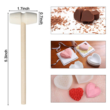 24 Pieces Mini Wooden Hammers Mallets Gavel Toy For Kids, Cute Breakable Heart Hammers For Chocolate