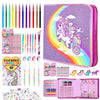 Cozyjoyz Unicorn Washable Marker Set, 59 Pcs Arts And Crafts Coloring Set For Kids, Drawing Art Supplies Birthday Gifts For Girl