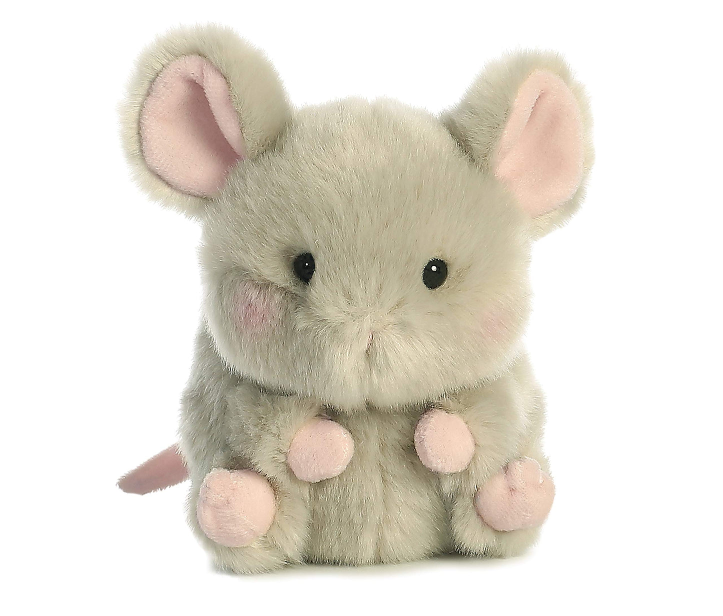 Aurora® Round Rolly Pet™ Frisk Mouse™ Stuffed Animal - Adorable Companions - On-The-Go Fun - Gray 5 Inches