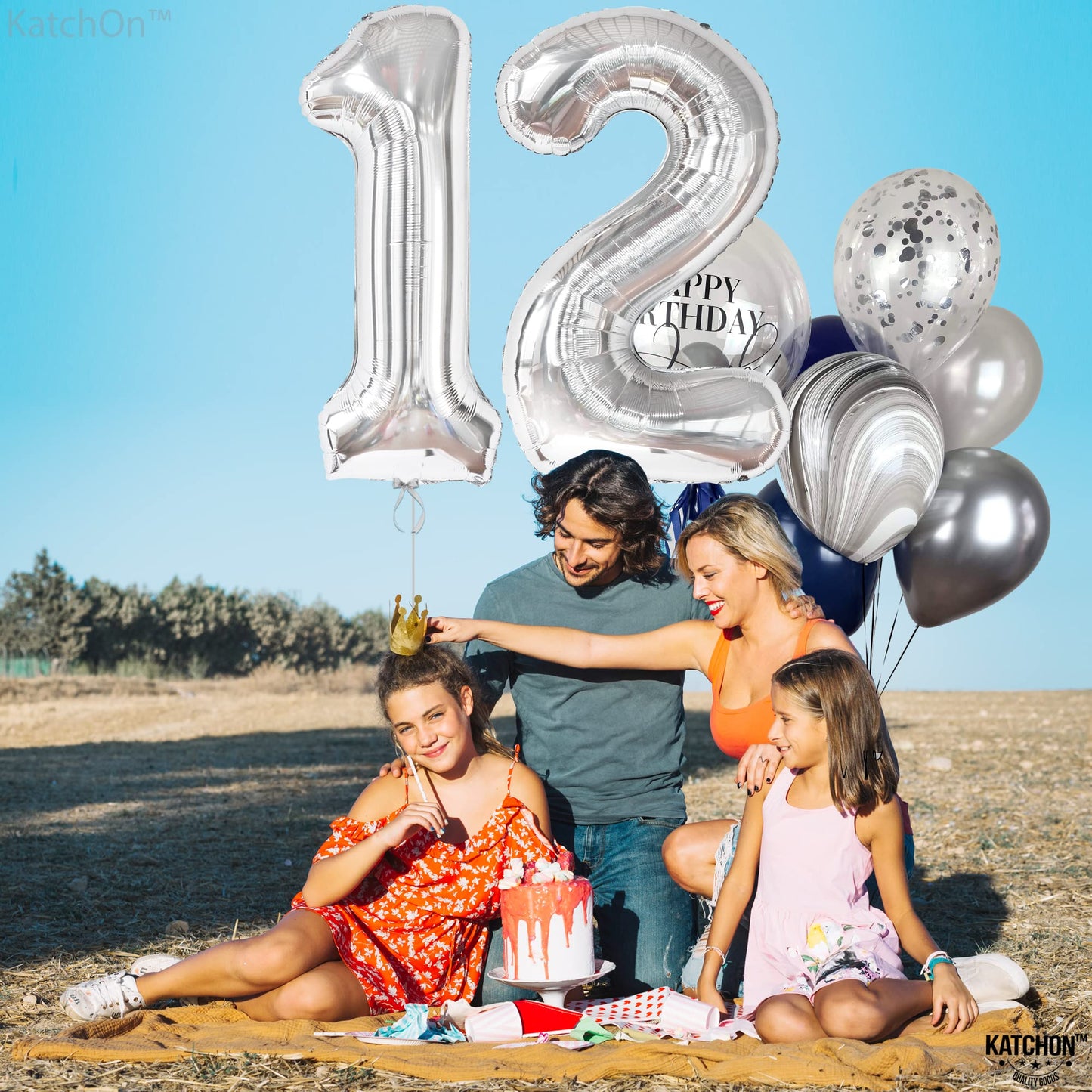 Giant, Silver 12 Balloon Number Foil - 40 Inch | 12 Birthday Balloon For 12Th Birthday Decorations For Girls | Number 12 Balloon, 12 Birthday Decorations Boy | 12 Year Old Birthday Party Decorations