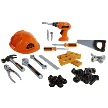 Black & Decker Jr. 42-Piece Kids Tool Set - Role Play Tools for Ages 3+, Multicolor, Includes Helmet & Drill, Medium Size