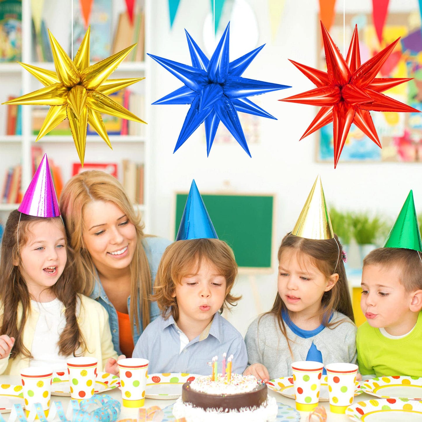 Big Starburst Balloons Explosion 26 Inch, 60 Pieces Star Foil Balloons Magic Star Balloon 12 Point Spike Balloons For Wedding An