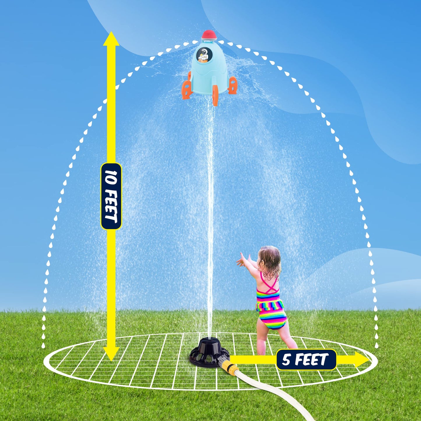 Chuchik Water Sprinkler For Kids, Toddler Outdoor Toys - Kids Sprinkler Toy Launcher - Summer Toys Splashing Fun - Sprays Up To 8Ft High - Attaches To Garden Hose, Kids Outdoor Toys