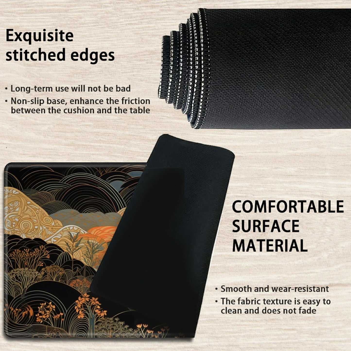 for MTG Playmat TCG Board Game Mat Plus 50 Pcs Card Sleeves, 24 x 14 Table Mats Game Mousepad with Soft Surface Non-Slip Base fo