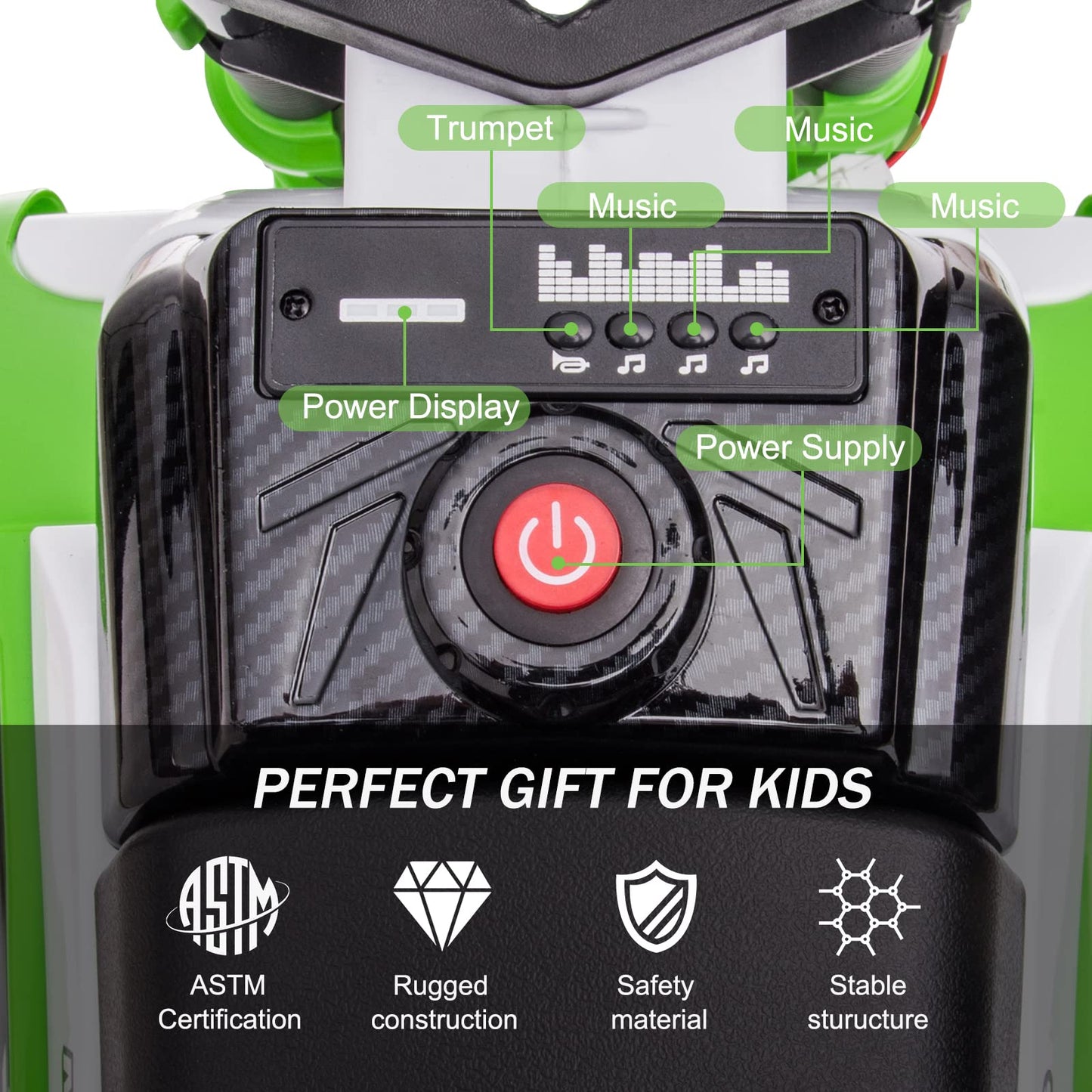 Fierton 12V Kids Motorcycle Electric Dirt Bike Battery Powered Ride On Motorcycle Toy for Toddler w/Detachable Training Wheels H
