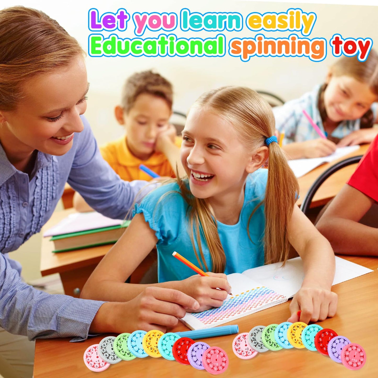 Math Fidget Spinners, Multiplication Gmae Fidget Toys For Kids Easter Basket Stuffers, Math Facts Fidget Spinner Learning Multiplication And Division Toys, Math Game For Home School Classroom Prizes