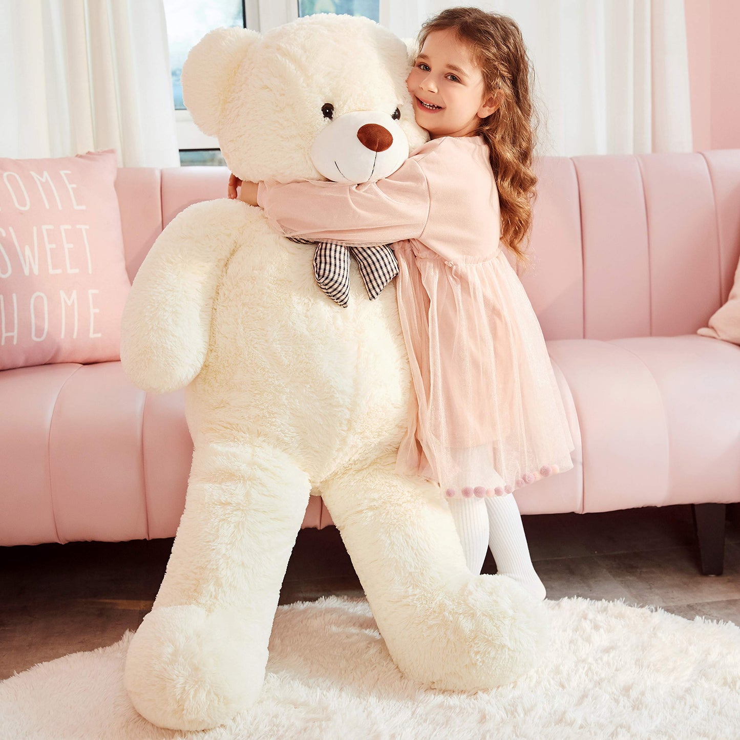 IKASA 47-Inch White Giant Teddy Bear Plush Toy - Soft Stuffed Animal for Kids and Adults, Perfect Gift for Any Occasion