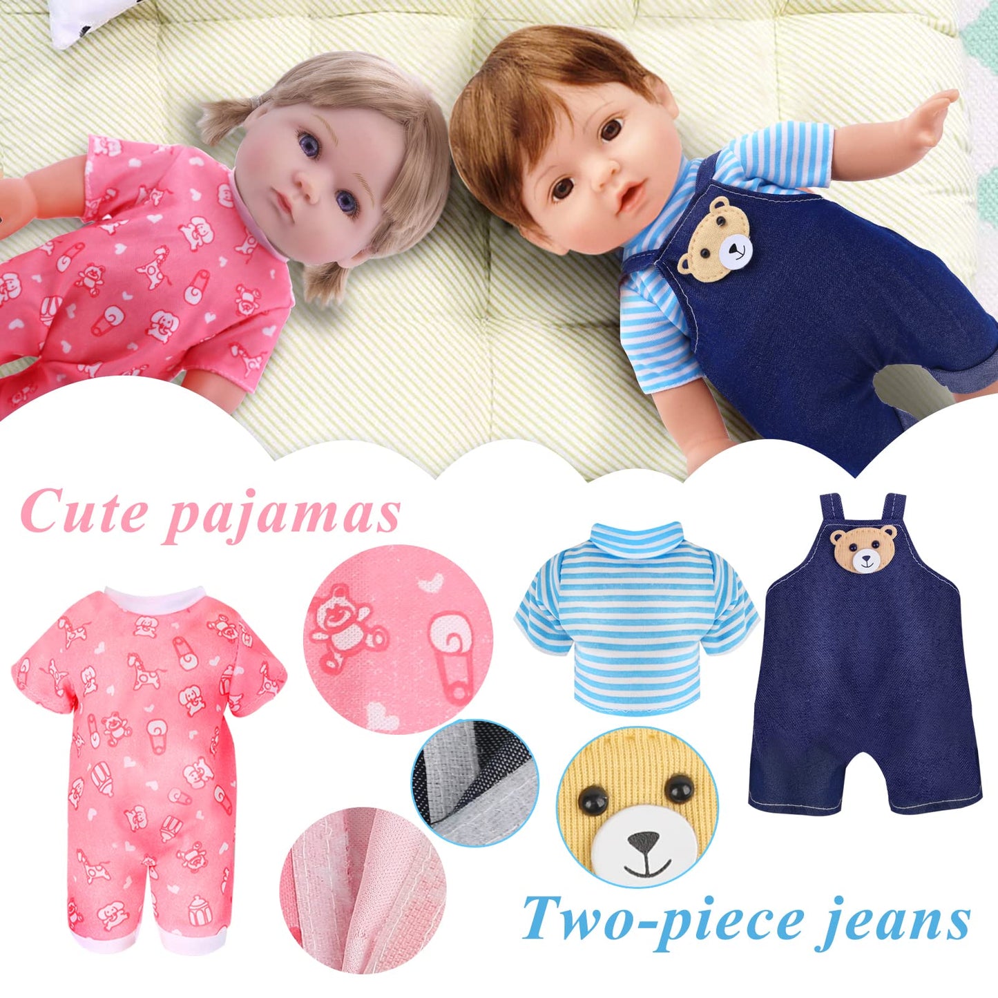 Alive Girl Doll Clothes - 12 Inch Doll Clothes, 6 Different Dress Set Includes 4 Baby Doll Dress & 2 Dolls Jumpsuit, Princess Co