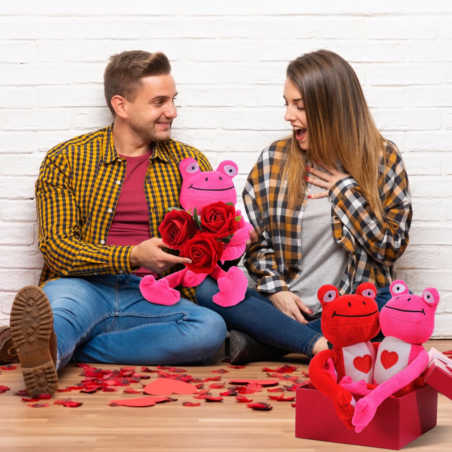 Blueweenly 10 Pack Valentines Day Bulk Hanging Animal for Kids 19.7 Inch Plush Stuffed Cute Plush Doll with Hand Soft Romantic