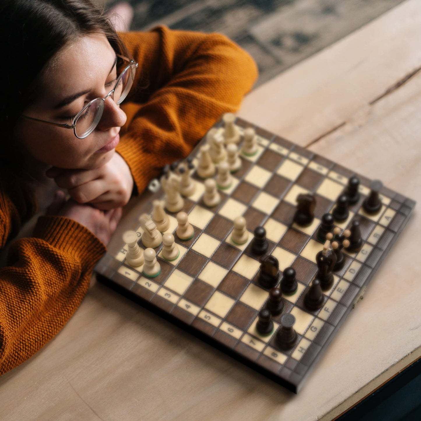 Husaria European International Chess Wooden Game Set, King's Continental - 11.3-Inch Small Size Chess Set with Folding Board and