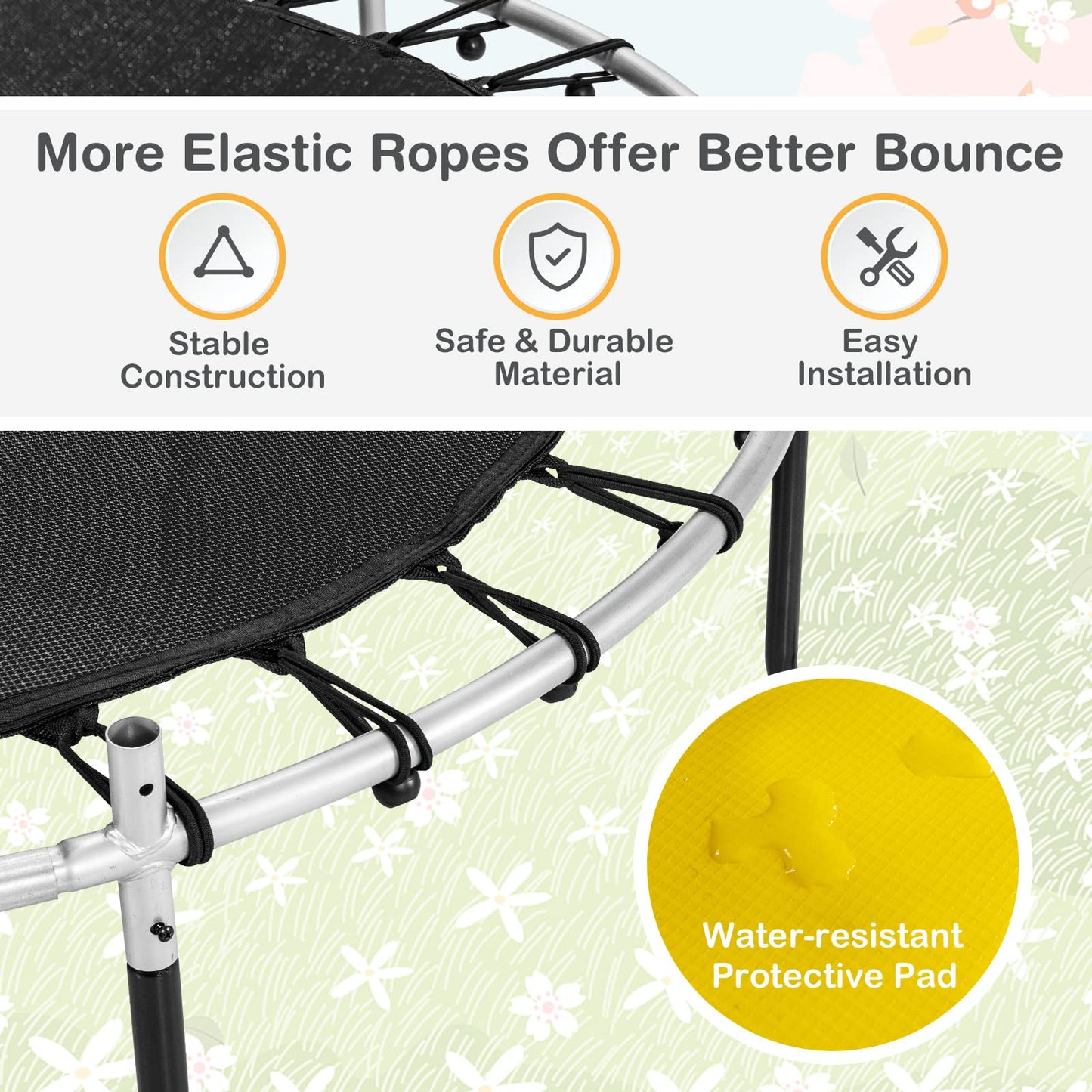 Gymax 55 Trampoline For Kids, Toddler Trampoline With All-Round Safety Enclosure Net & Double Side Zipper, Indoor/Outdoor Kid