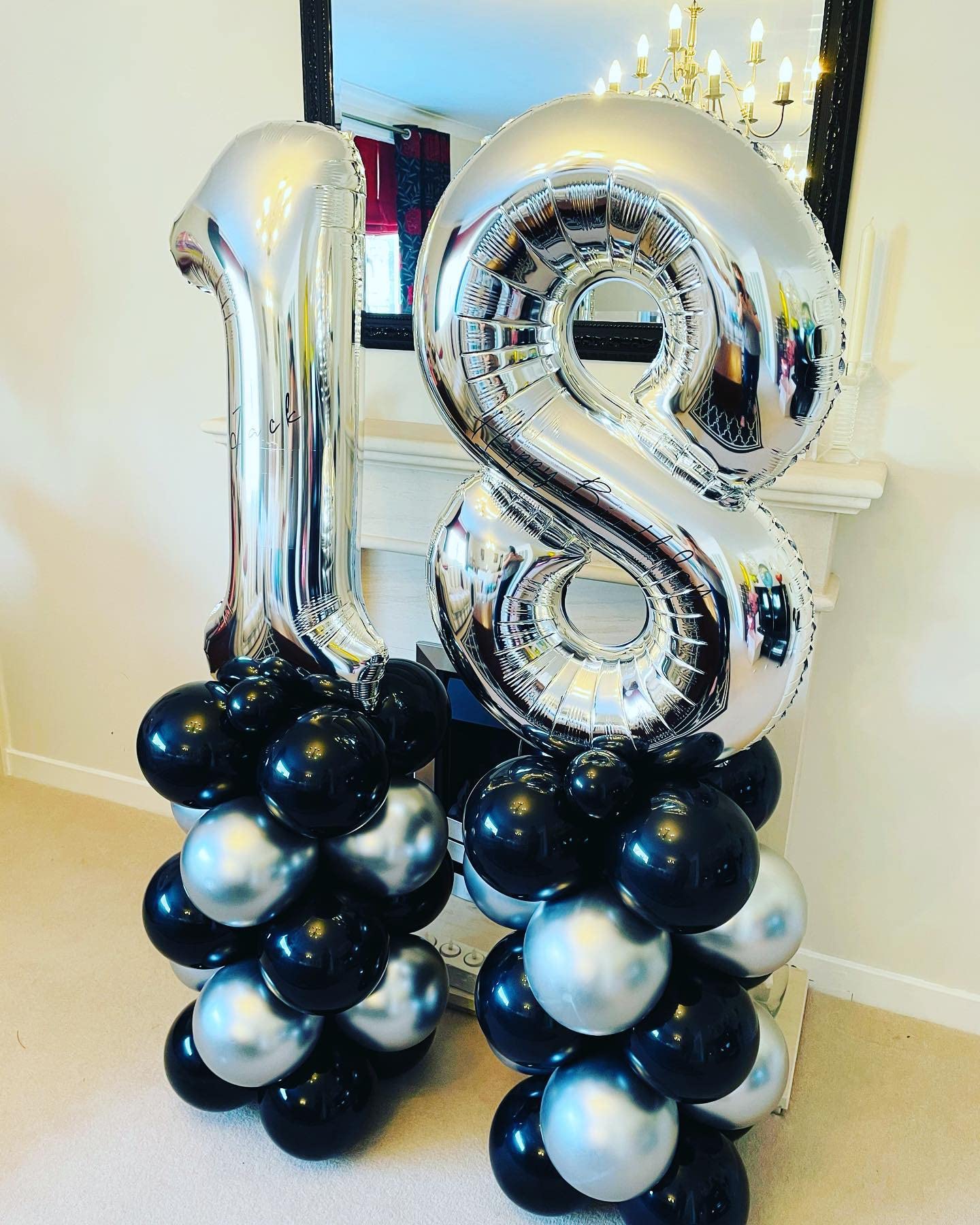 LHOAVWE 40 Inch Silver Number 18 Balloons - Aluminum 18th Birthday Party Decorations Supplies