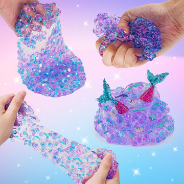 3 X 100Ml Purple Slime Kit For Girls & Boys: Includes Cloud, Water & Mermaid Crunchy Slime, Sensory Experience Diy Slimes Set, S