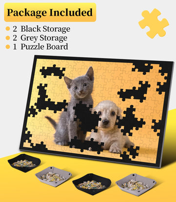 Jigsaw Puzzle Board 1000 500 Piece, 4 Storage Tray Portable Sorting Table Mat Holder For Adults Large Puzzles Accessories Organi