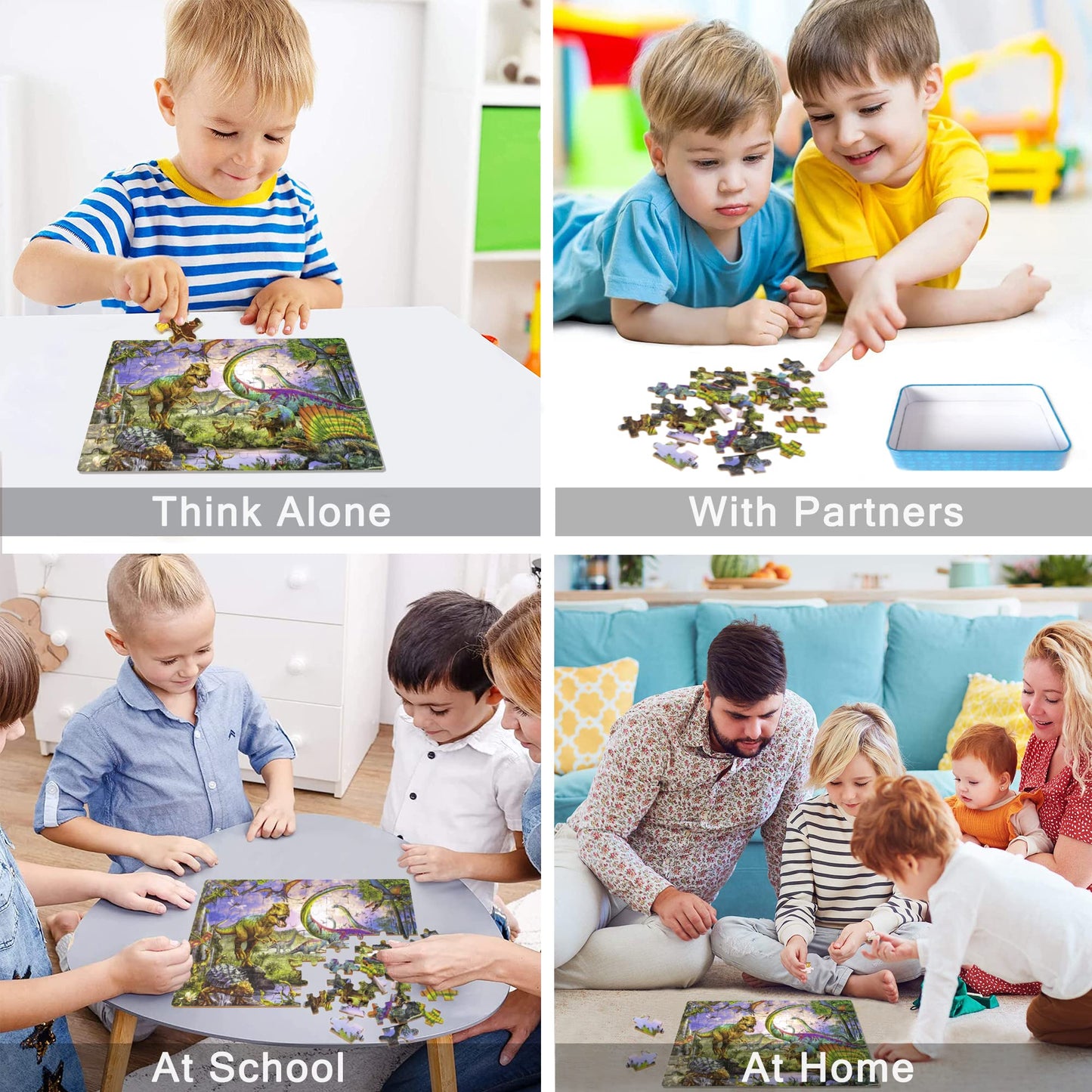 Lelemon Puzzles For Kids Ages 4-8,Dinosaur 100 Piece Puzzles For Kids,Educational Kids Puzzles Jigsaw Puzzles In A Metal Box,Children 100 Piece Puzzle Games Puzzle Toys For Girls And Boys