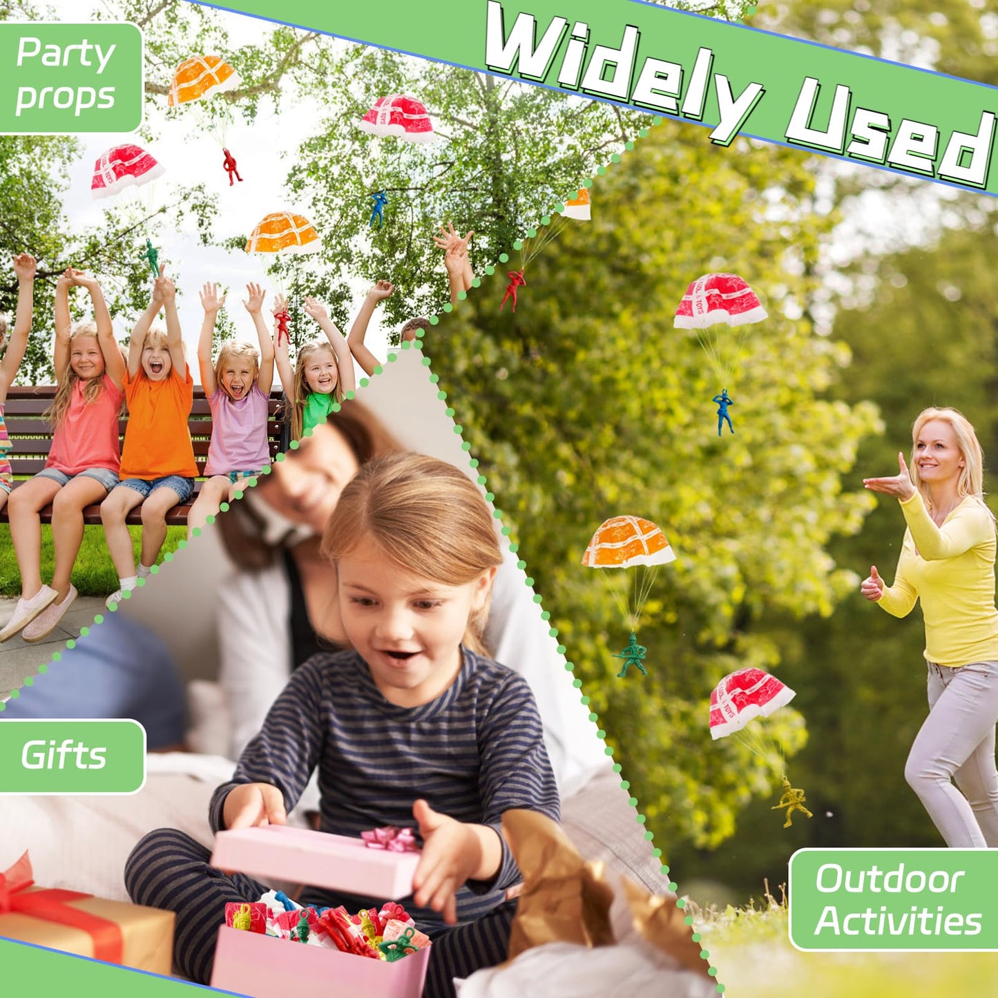 OJYUDD 50 PCS Parachute Toy Mini Paratroopers Army Parachute Flying tossing Outside Toys Tangle Free tossing Toy Parachute for Toddlers Party Favors