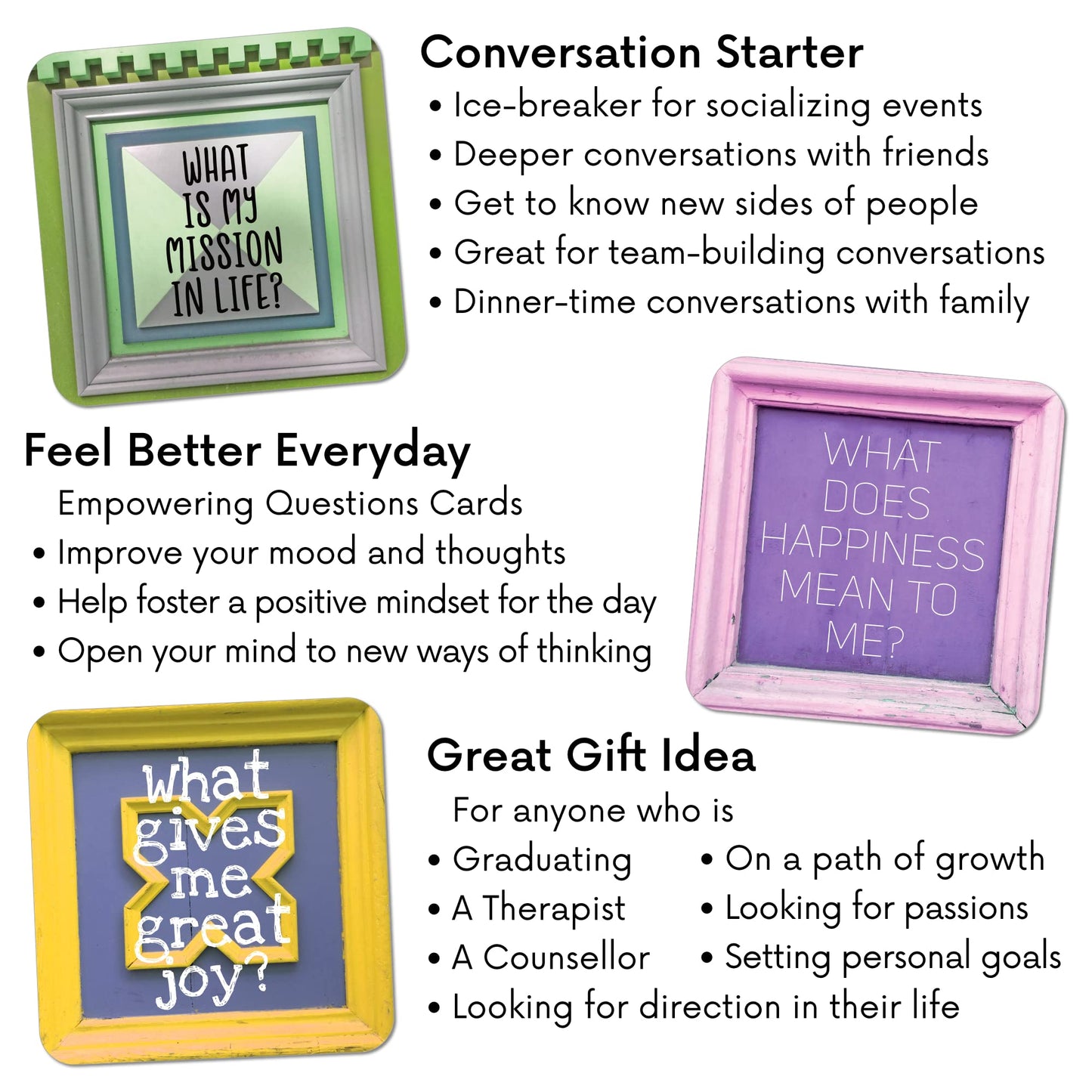 Sunny Present Empowering Questions Cards - 52 Self Care Cards For Mindfulness & Meditation, Writing, Or Any Other Process You Choose - The Original Deck