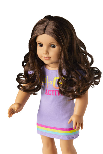 American Girl Truly Me 18-Inch Doll #121 With Brown Eyes, Dark-Brown Hair, Lt-To-Med Skin, T-Shirt Dress, For Ages 6+
