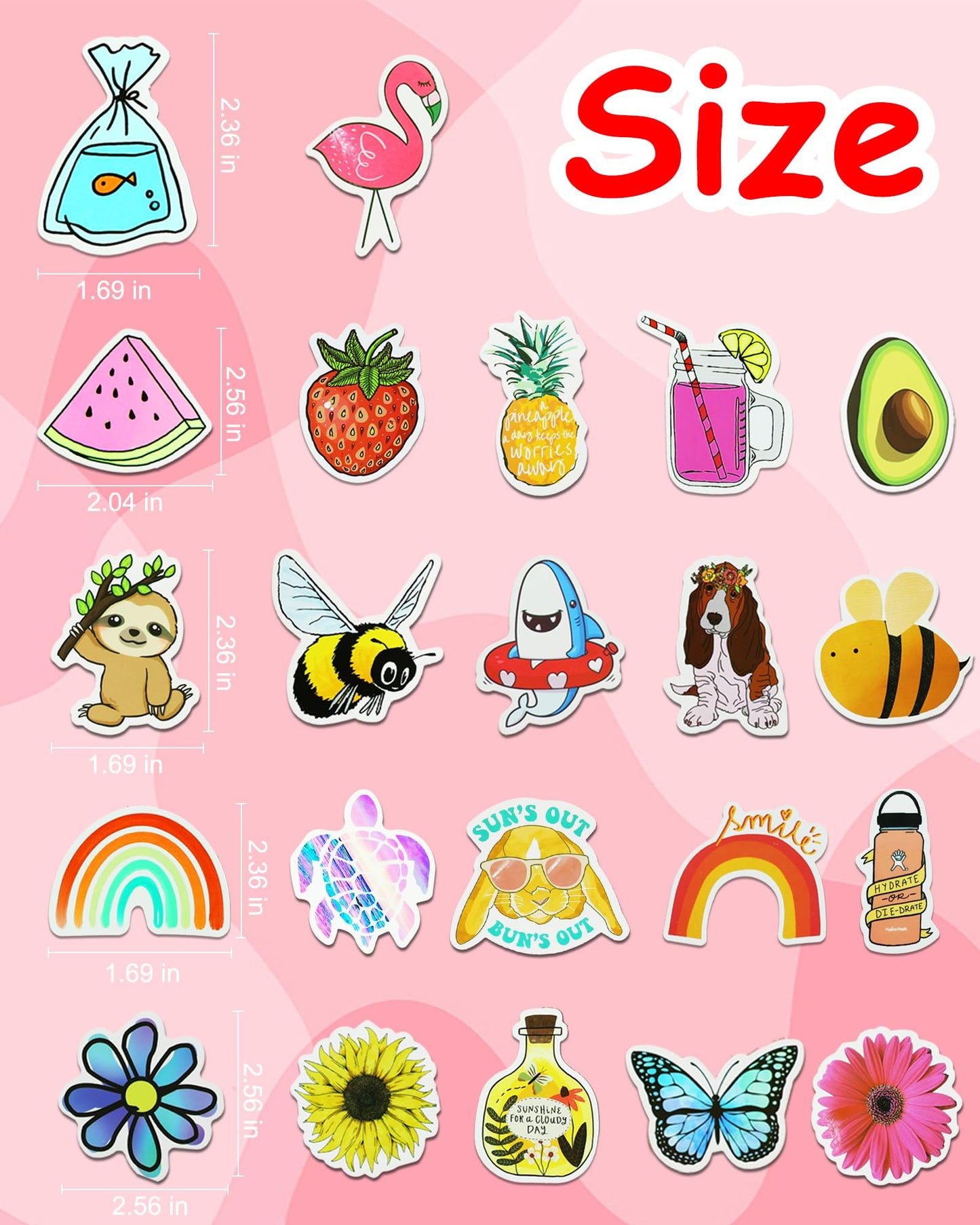 Eoaod 200Pcs Waterproof Vinyl Stickers for Kids - Colorful Aesthetic Stickers for Water Bottles, Laptops, and Skateboards