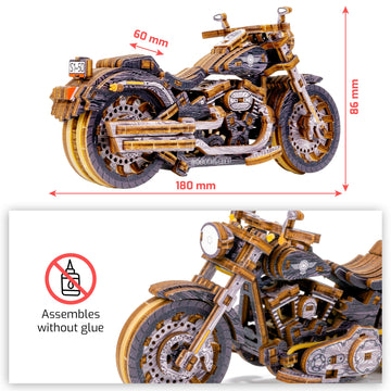 WOODEN.CITY Engineering DIY Wooden Model to Built - Model Car Kits - enhanced 3D Wooden Puzzles for mature-themeds - Detailed Model Kits for Enthusiasts and Collectors (Cruiser V-Twin 3D Motorcycle)