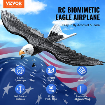 Vevor Rc Plane, 2.4Ghz 2 Channel Rc Airplane With 6-Axis Gyro Stabilizer&2 Batteries, Ready To Fly Eagle Aircraft Plane Toy, Rc