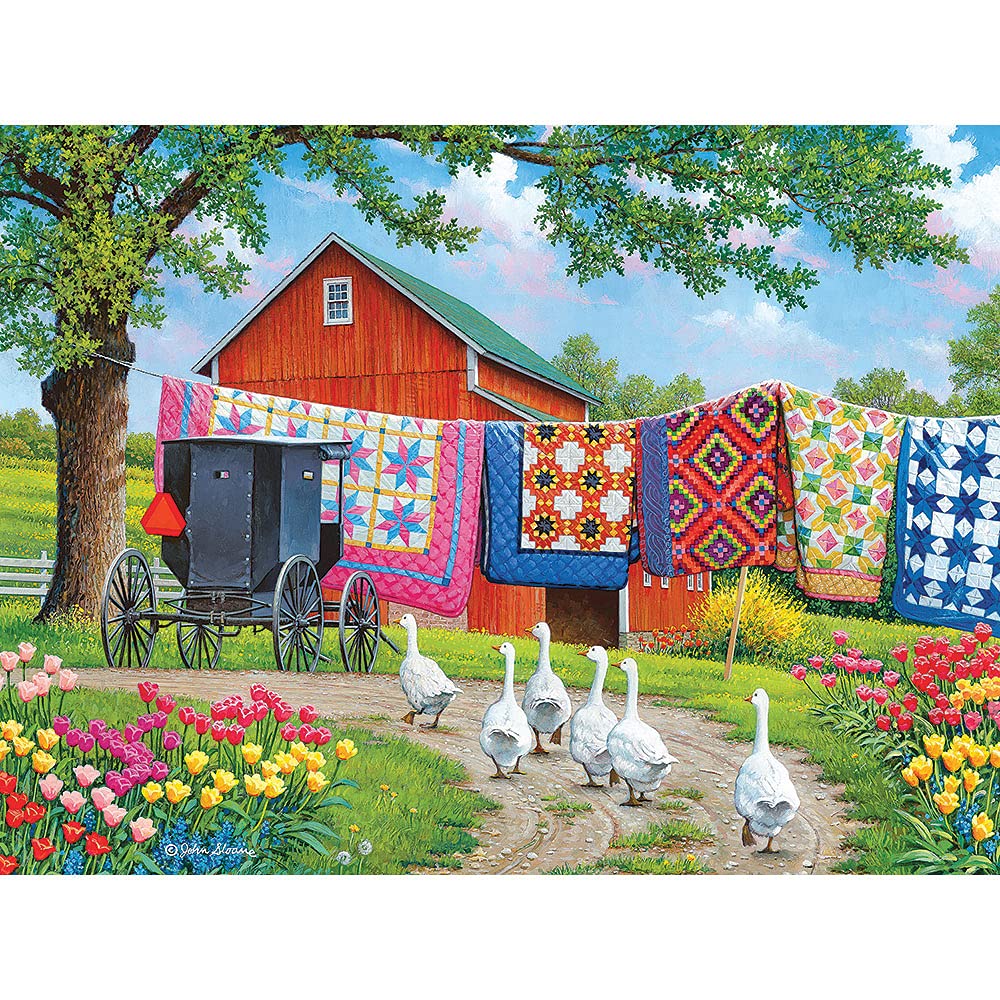 Bits And Pieces – Value Set Of Three 500 Piece Jigsaw Puzzles For Adults – Around The Bend, Plain And Fancy, Father'S Day Jigsaw Puzzles By Artist John Sloane, Completed Puzzle Size: 18' X 24'