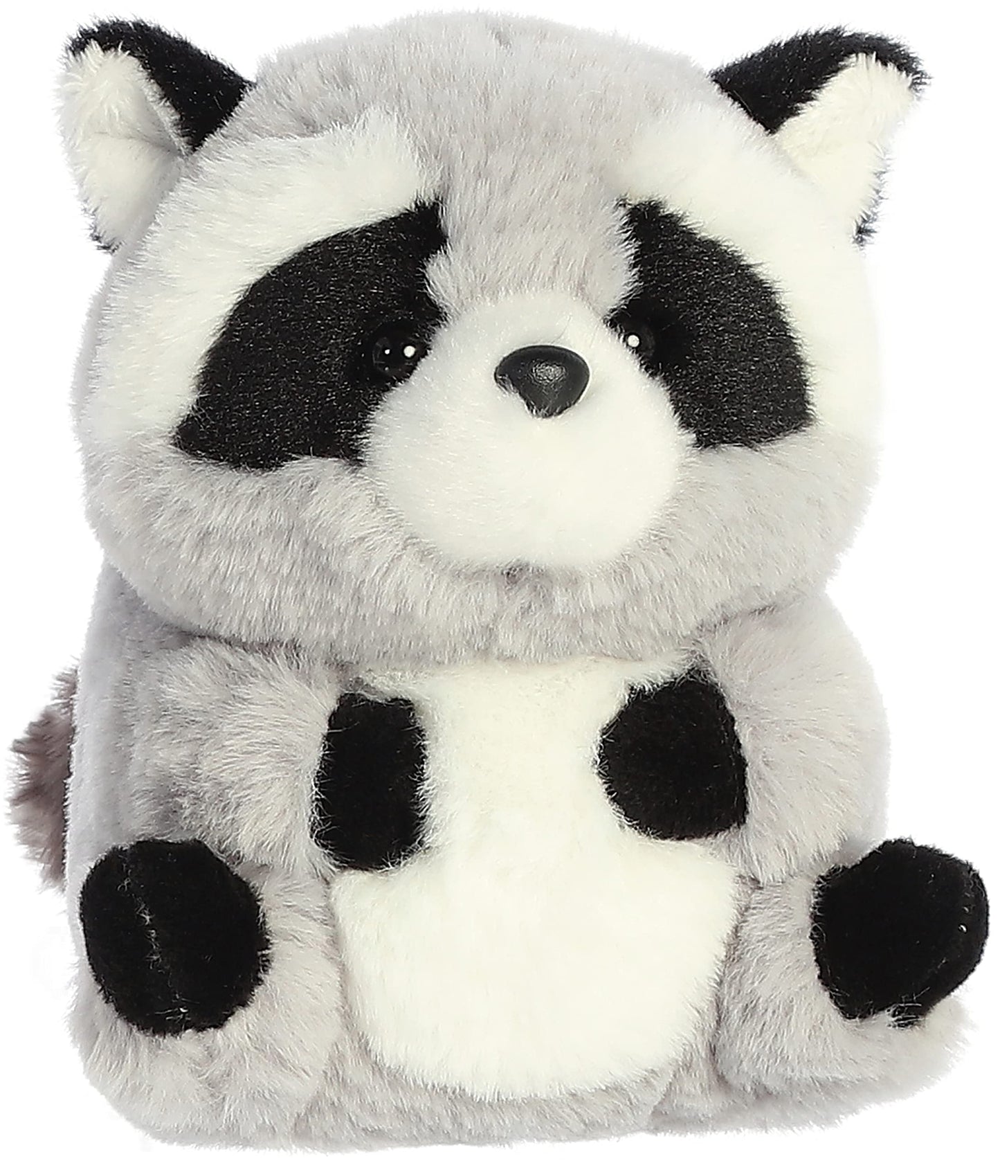 Aurora® Round Rolly Pet™ Ripley Raccoon Stuffed Animal - Adorable Companions - On-The-Go Fun - Gray 5 Inches