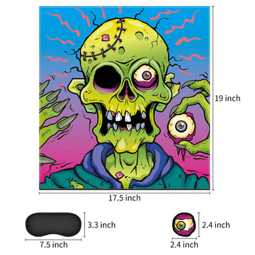 Outus Pin The Eyeball On The Zombie Halloween Party Game, Zombie Game Poster With 24 Pieces Zombie Eyeballs Stickers And 6 Pieces Black Eye Mask
