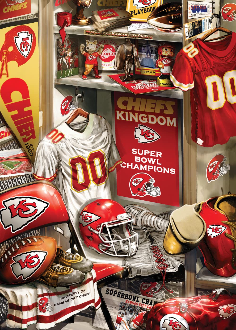MasterPieces Game Day 500 Piece Jigsaw Puzzle for Adults - NFL Kansas City Chiefs Locker Room - 15x21